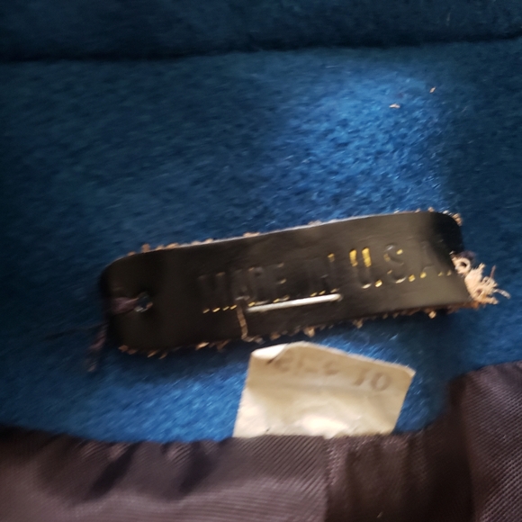 Micki! Vintage USA sz 10 blue Double-Breasted long womens wool coat - Picture 9 of 16